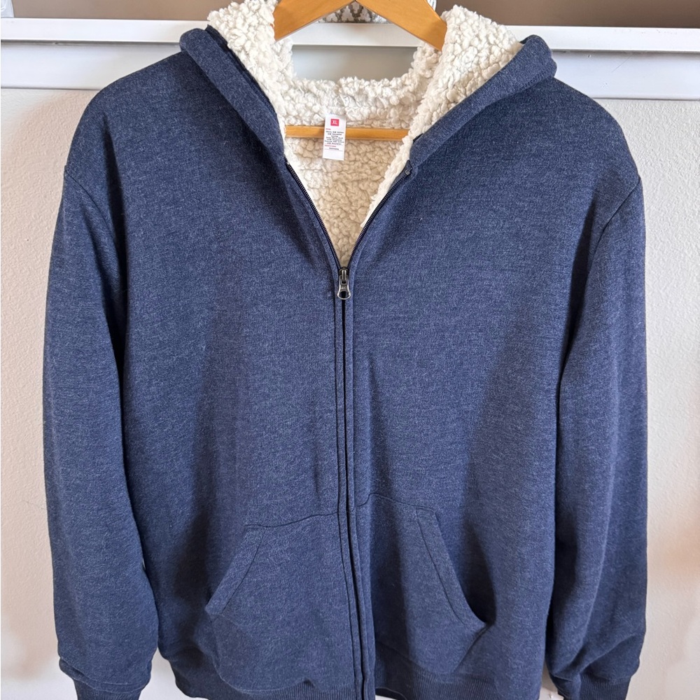 Cozy Blue Zip-Up Hoodie with Sherpa Lining and 2 light hoodies BUNDLE